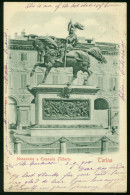 Delcampe - Italy Postcard, Torino Monumento A Emanuele Filiberto -sent 1900 From Nole To Sweden #ak-2347 - Altri Monumenti, Edifici