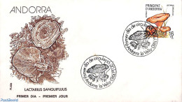 Delcampe - Andorra, Spanish Post 1983 Mushrooms 1v, FDC, First Day Cover, Nature - Mushrooms - Briefe U. Dokumente