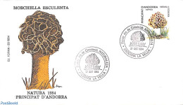 Delcampe - Andorra, Spanish Post 1984 Mushroom 1v, FDC, First Day Cover, Nature - Mushrooms - Briefe U. Dokumente