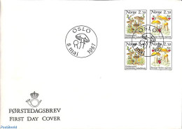 Delcampe - Norway 1987 Mushrooms 2x2v, FDC, First Day Cover, Nature - Mushrooms - Briefe U. Dokumente