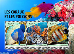 Delcampe - Central Africa 2023 Corals And Tropical Fishes, Mint NH, Nature - Fish - Corals - Corals - Fische