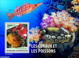 Delcampe - Central Africa 2023 Corals And Tropical Fishes, Mint NH, Nature - Fish - Corals - Corals - Fische