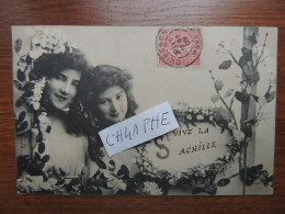 Delcampe - VIVE LA SAINT ACHILLE - JOLIE CARTE FANTAISIE AVEC JEUNE FEMMES - Frauen