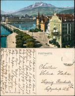 Delcampe - Ansichtskarte Luzern Lucerna Panorama-Ansicht Brücke Blick Pilatus 1908 - Sonstige & Ohne Zuordnung