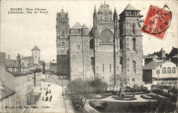 Delcampe - CPA Rodez Place D'Armes Cathedrade Rue Du Terral - Rodez