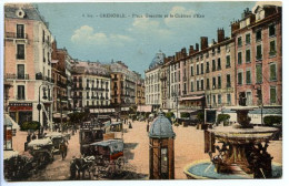 Delcampe - CPA  9 X 14   Isère  GRENOBLE  Place Grenette Et Château D'eau  Tramway Avec Publicité Chocolat Menier Et Dubonnet  * - Grenoble
