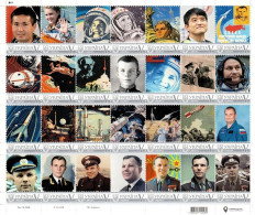 Delcampe - Ukraine 2017, Space, Russia Japan Cosmonauts, Y. Gagarin, Sheetlet 28v - Ucraina