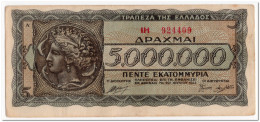 Delcampe - GREECE,5 MILLION DRACHMAI,1944,P.128,XF - Grèce