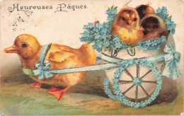 Delcampe - FETES ET VOEUX - Heureuses Pâques - Canard Jaune Et Ses Cannetons - Oeuf - Carte - Ostern