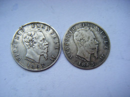 Delcampe - Lot 2 Pièces 20 CENTESIMI 1863 Vittorio Emanuele D'Italie - Argent, Argento, Silver, Silber - 1861-1878 : Victor Emmanuel II