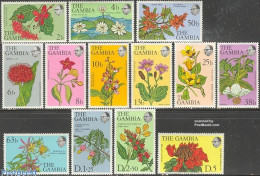 Delcampe - Gambia 1977 Definitives, Flowers 13v, Mint NH, Nature - Flowers & Plants - Gambia (1965-...)