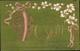 Delcampe - Gaufré CPA Glückwunsch Ostern, Blumen, Osterei, Glücksklee - Ostern