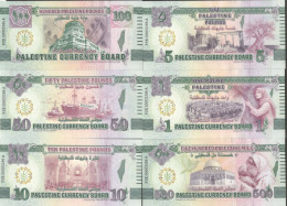 Delcampe - Palestine Currency Board 500 Mils 1 5 10 50 100 Pounds Matching Serial Number UNC - Israel