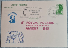Delcampe - 5-001 Amiens Centre De Tri 1984 Forum Polaire (2e) Jules Verne Ours Manchot Penguin Pinguoin Entier Postal TAAF - Ours