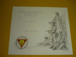 Delcampe - WW2 - Citation à L'Ordre Du Jour , Diplôme Vierge Illustré Par James Thiriar - Sigle Brigade Piron - Weltkrieg 1939-45