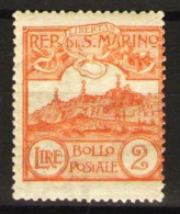 Delcampe - SAN MARINO 1921 CIFRA O VEDUTA  2 LIRE ** MNH - Neufs