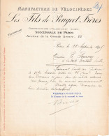 Delcampe - PARIS -75017-  Lettre -  Les Fils De Peugeot Frères- Manufactures De Vélocipèdes - 22 Av De La Grande Armée - 08-10-26 - 1800 – 1899