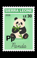 Delcampe - SIERRA LEONE 2026  STAMP 1V - ENGLISH ALPHABET - PANDA PANDAS - MNH - Ours