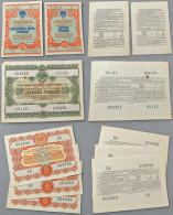 Delcampe - 6 Soviet USSR Government Bonds 1954 1955 1956 | Vintage State Loan Certificates | 10 25 200 Rubles | Scripophily Lot - Russie