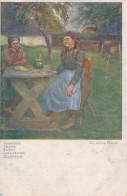 Delcampe - C. 1910s AUSTRIA Art Postcard Kilophot Wien J.K. 59 Ed. Adrian Dussek "Vesperbrot" Jugendstil Unused - Sammlungen & Sammellose