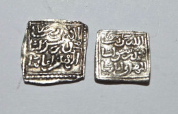 Delcampe - Almohades / Almohad Lot Of 2 Square Silver Coins Dirham + Millares Rare Set - Otros & Sin Clasificación
