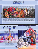 Delcampe - Guinea, Republic 2013 Circus 2 S/s, Mint NH, Nature - Performance Art - Elephants - Circus - Cirque