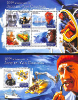 Delcampe - Guinea, Republic 2015 Jacques-Yves Cousteau 2 S/s, Mint NH, Sport - Transport - Diving - Ships And Boats - Tauchen