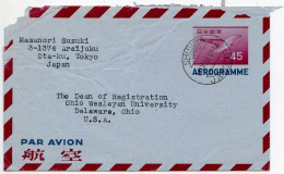 Delcampe - Japan 1955 45y. Goose Aerogramme; Shibuya, Tokyo To Delaware, Ohio - Aerogrammi