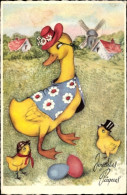 Delcampe - CPA Glückwunsch Ostern, Ente, Küken, Ostereier - Ostern
