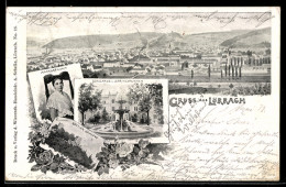 Delcampe - AK Lörrach, Schulhaus U. Springbrunnen, Röttler Schloss, Markgräflerin - Lörrach