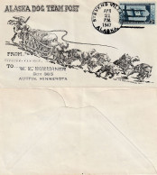 Delcampe - 1947 Alaska Dog Team Mail STEVENS VILLAGE To Minnesota RARE Sled Dog Cachet Iowa Statehood Stamp - Cartas & Documentos