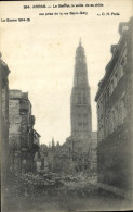 Delcampe - CPA Militaria La Guerre 1914 15 Arras Le Beffroi La Veille De Sa Chute Vue Prise De La Rue Saint Ger - Arras