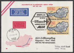 Delcampe - Österreich: 1966, AUA ERSTFLUG  KLAGENFURT-GRAZ-WIEN Auf Eilbotenbrief.      SoStpl. - Erst- U. Sonderflugbriefe
