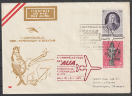 Delcampe - Österreich: 1963, 1: CARAVELLEFLUG  WIEN-KOPENHAGEN-STOCKHOLM.      SoStpl. - Erst- U. Sonderflugbriefe