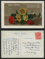 Delcampe - Roses Rose Flowers - A Happy Birthday 1933 Old Postcard - Gruss Aus.../ Grüsse Aus...