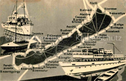 Delcampe - Balaton Plattensee Rund Um Den Plattensee Landkarte Ausflugsdampfer - Ungarn