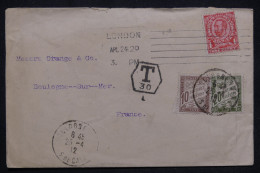 Delcampe - FRANCE / GB - Taxes 10c +20c Sur Enveloppe De Londres Pour Boulogne/Mer En 1912  - L 187804 - 1859-1959 Lettres & Documents