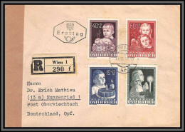 Delcampe - 11825 N°765/768 Enfance Kindheit 13/5/1949 Recommandé 1949 Censure Censor Lettre Cover Autriche Osterreich Austria - Cartas & Documentos