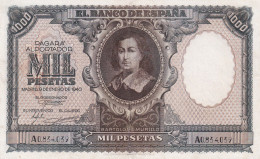 Delcampe - CRBS2075 BILLETE ESPAÑA 1000 PESETAS 1940 SERIE A S/C- CON DOBLEZ CENTRAL - 1000 Pesetas