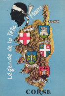 Delcampe - France Ajaccio Carte Régionale Emblèmes Héraldiques Légende Tête Maure #SAR961 - Ajaccio