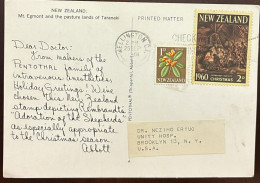 Delcampe - MI) 1961 NEW ZEALAND, POSTCARD, CARD SENT FROM WELLINGTON TO NEW YORK,CHRISTMAS AND FLOWER STAMPS,VF. - Gebraucht