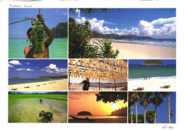 Delcampe - PHUKET, KATA BEACH, LOBSTER, SQUID DRYING, PALM TREE, BOAT, UMBRELLA, BEACH, PLANTER, SUNSET, POSTCARD, THAILAND - Thailand