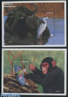 Delcampe - Liberia 1997 African Fauna 2 S/s, Mint NH, Nature - Animals (others & Mixed) - Birds - Hummingbirds - Storks - Autres & Non Classés