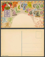 Delcampe - Hong Kong Map, Flags, Illustrated Vintage Queen Victoria KE7 Stamps Old Postcard - China (Hongkong)
