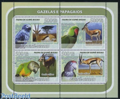 Delcampe - Guinea Bissau 2008 Gazelles, Parrots 4v M/s, Mint NH, Nature - Animals (others & Mixed) - Birds - Parrots - Guinea-Bissau