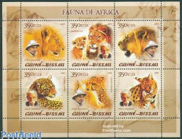Delcampe - Guinea Bissau 2005 African Animals 6v M/s, Catlikes, Mint NH, Nature - Animals (others & Mixed) - Cat Family - Guinea-Bissau