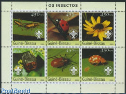 Delcampe - Guinea Bissau 2003 Insects, Scouting 6v M/s, Mint NH, Nature - Sport - Insects - Scouting - Guinea-Bissau
