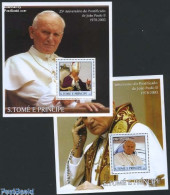 Delcampe - Sao Tome/Principe 2003 Pope John Paul II 2 S/s, Mint NH, Religion - Pope - Religion - Popes