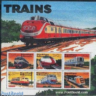 Delcampe - Gabon 2000 Railways 6v M/s, (Portugal), Mint NH, Transport - Railways - Gabon (1960-...)