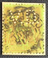 Delcampe - France - Perfins Perforé VD - Sage N°96 - Splendide Rendu Visuel Sur Carton Beige - Oblitérés